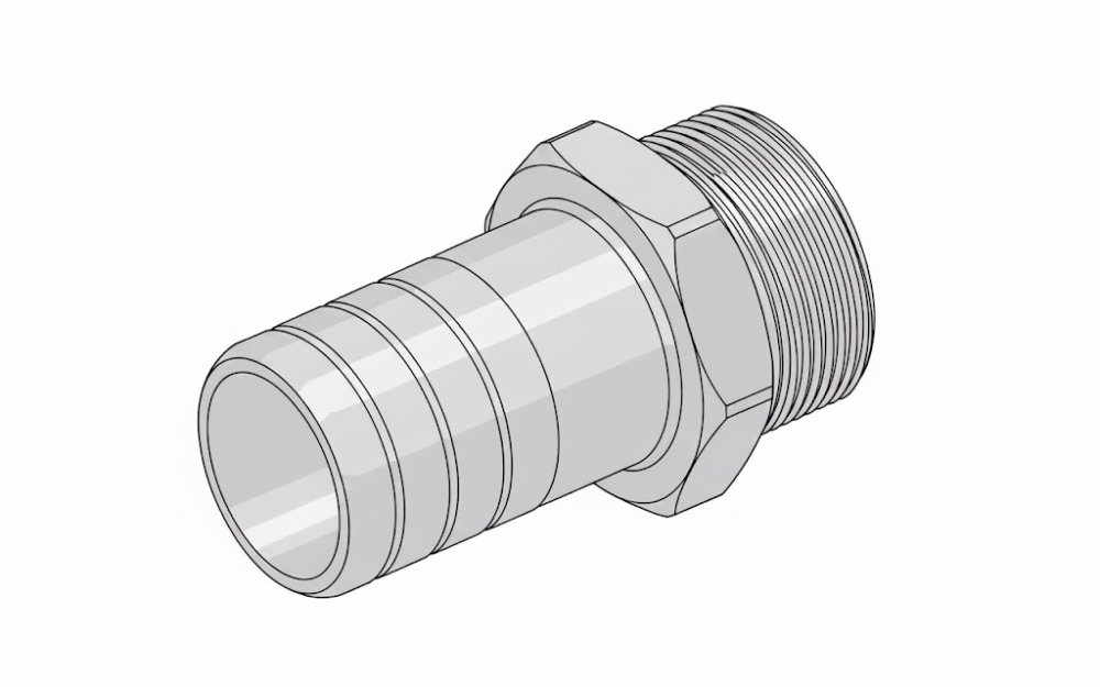 Штуцер шланговый 10 (3/8") х9 AISI 304 ISO 4144 НР купить по выгодным ценам | Хопер Сталь